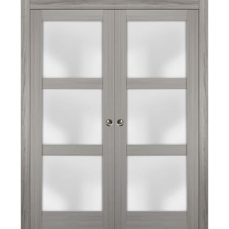 Sartodoors Double Pocket Interior Door, 36" x 84", Gray LUCIA2552DP-SSS-3684